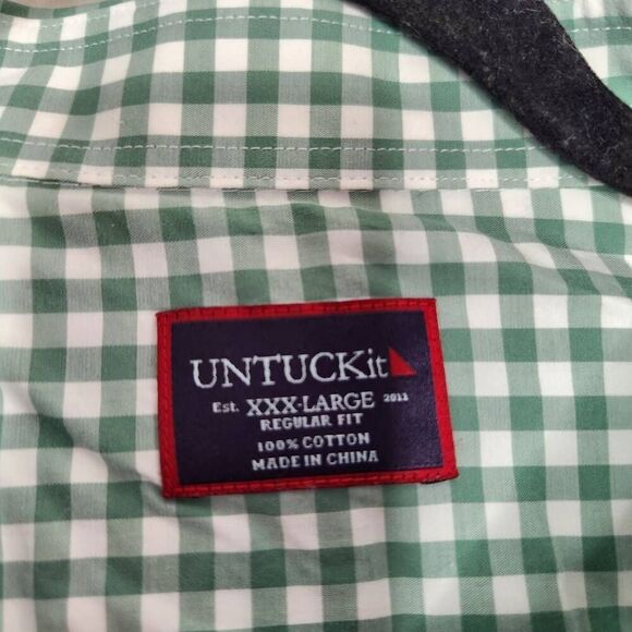 UNTUCKit Mens Green White Plaid Flannel Long Sleeve Button Up Shirt Size 3XL - Picture 9 of 10